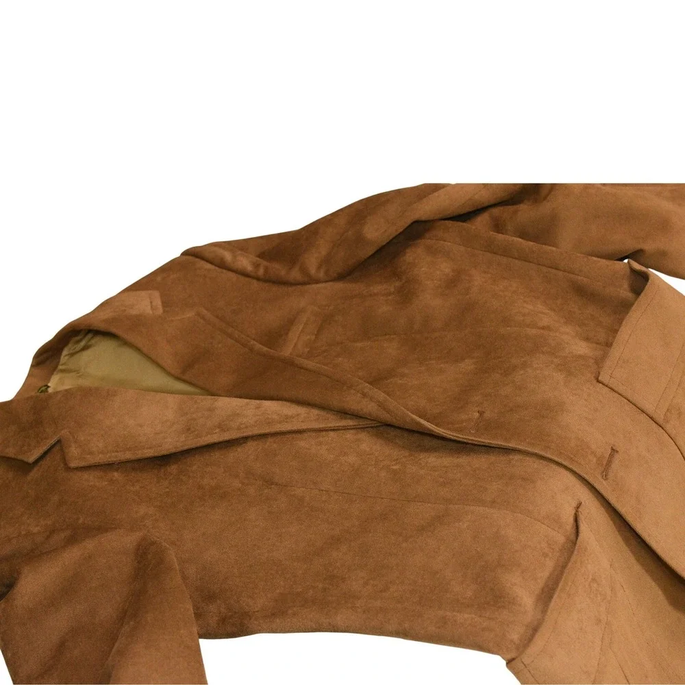 70s Vintage Faux Suede Blazer Mens 38R Brown Western Sport Coat 2 Button Casual